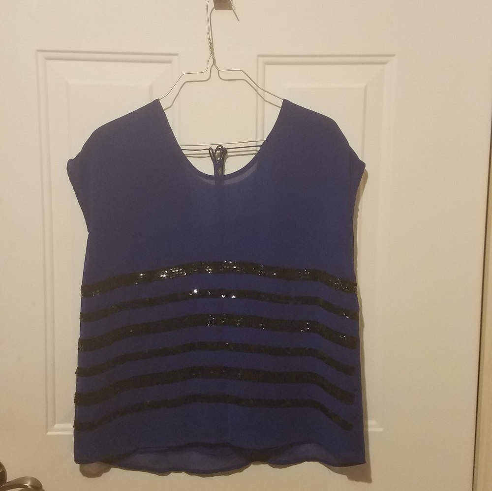 Ana petite medium sheer blue top